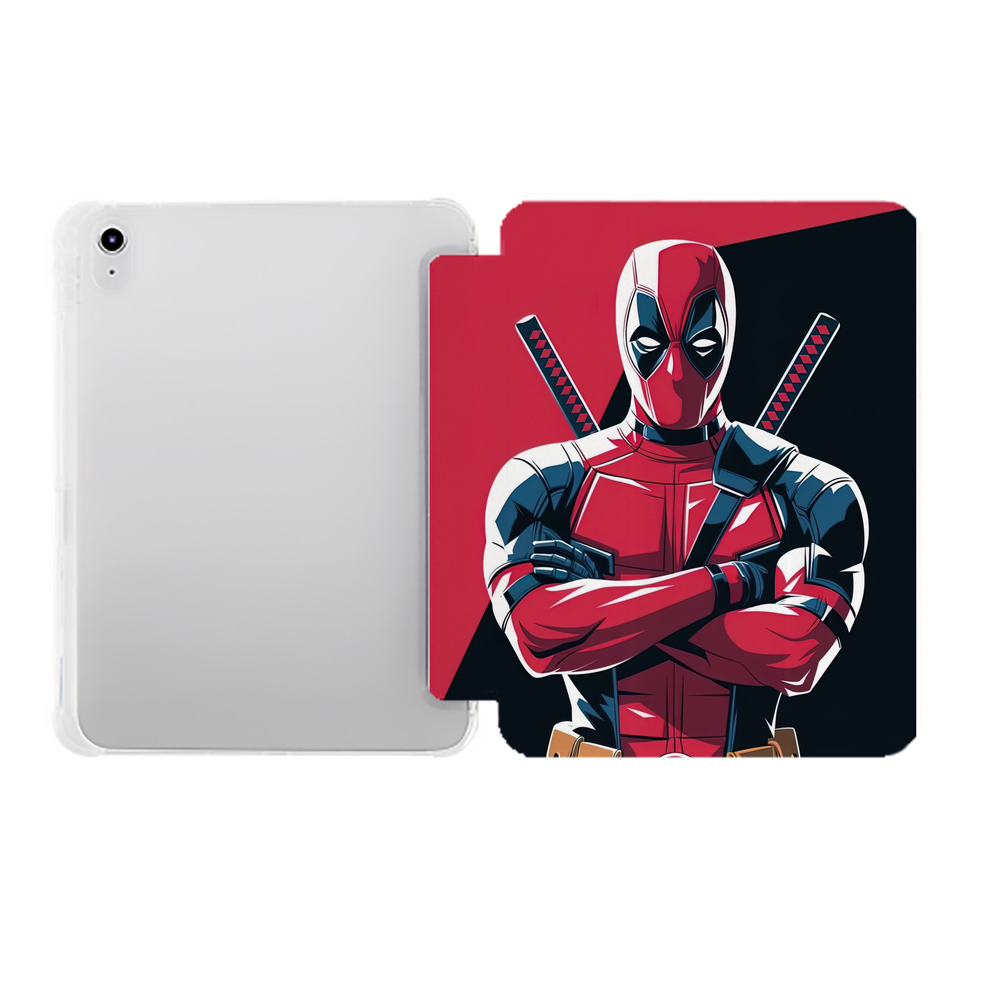 （画像用） Deadpool デッドプール IPad ケース ペン収納付き 三つ折りスタンド PUレザー×シリコン 対応機種9.5/10.5/10.9インチ